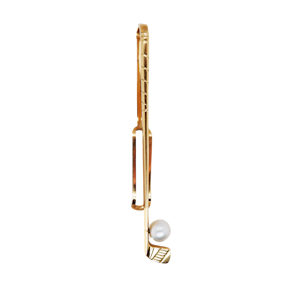 Vintage 18 ct gold and pearl golf club tie bar