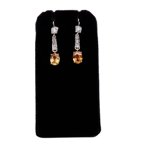 Edwardian yellow sapphire and diamond fancy earrings