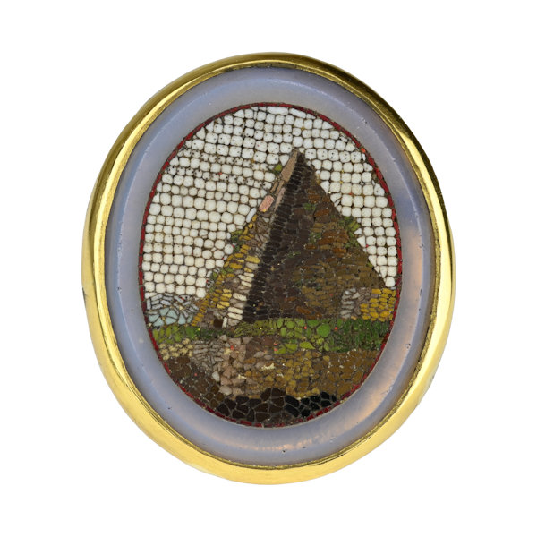Gold ring set with a micromosaic of the Pyramid of Caius Cestius. - image 1