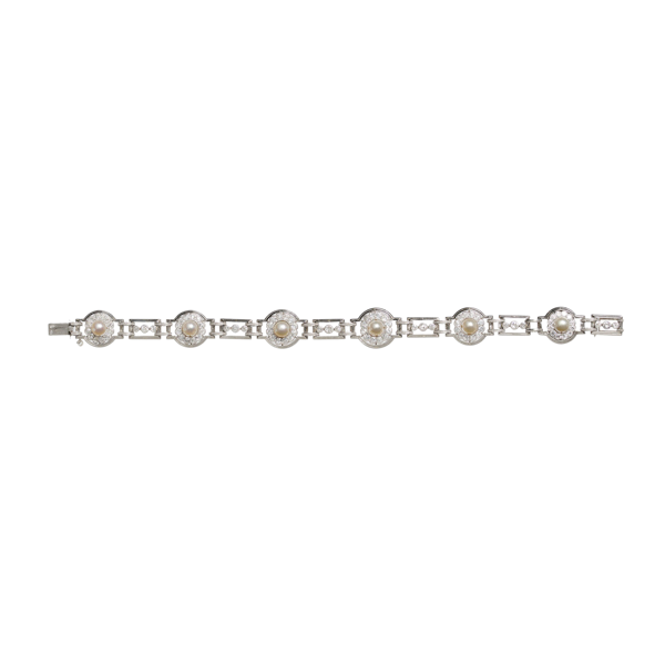 Art Deco Natural Pearl, Diamond And Platinum Bracelet, Circa 1930 - image 1