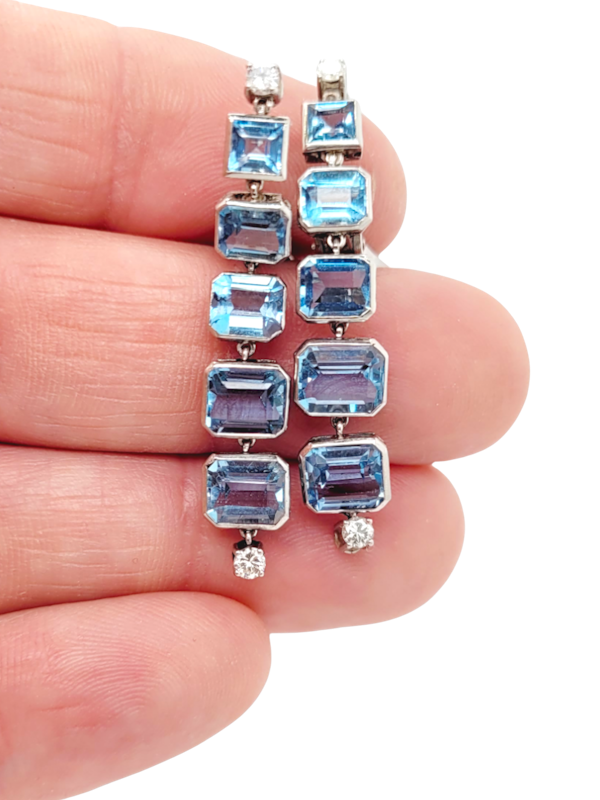Pair of art deco aquamarine and diamond drop earrings SKU: 6941 DBGEMS - image 1