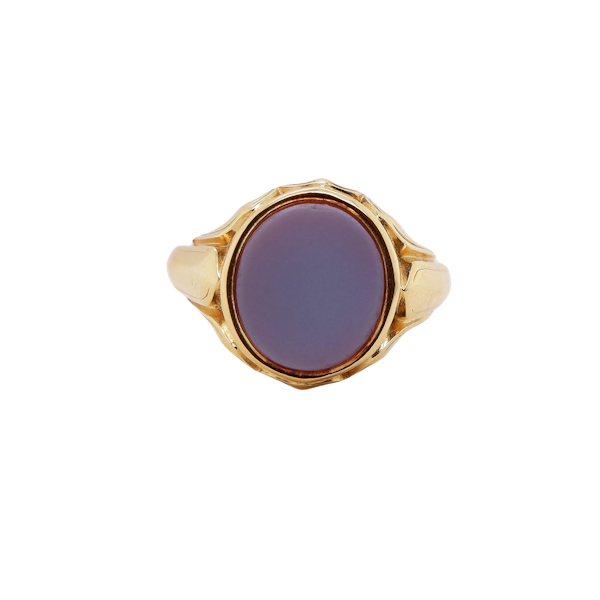 Antique 18 ct. gold and banded carnelian signet ring - image 1