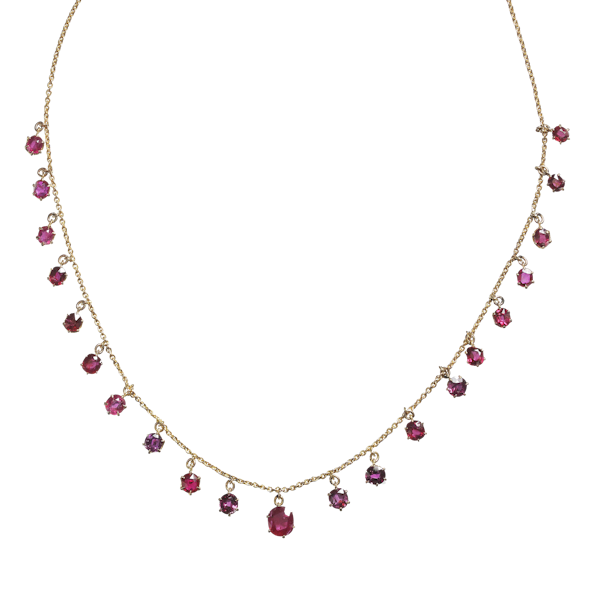 Antique Ruby And Gold Fringe Necklace, Circa 1920 - image 1