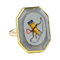 Gold ring set with a micromosaic of Cupids bow and a quiver of arrows. - image 1