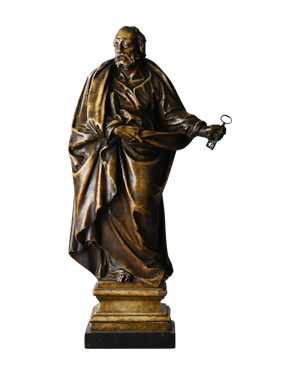 Alabaster sculpture of Saint Peter. Flemish, late 16th century.