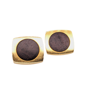 Vintage Hermès Wood And Gold Cufflinks, Circa 1970