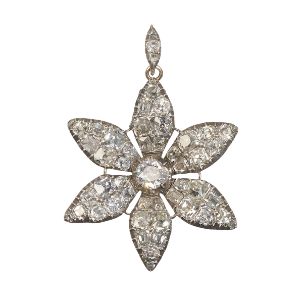 Georgian Diamond And Silver Flower Pendant, Circa 1790 - image 1