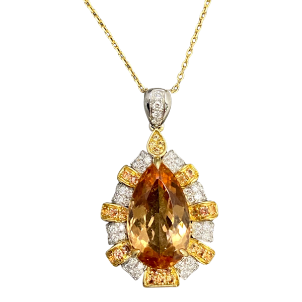 Imperial Topaz Diamond Pendant in 18ct Gold date circa 1980, SHAPIRO & Co since1979 - image 1
