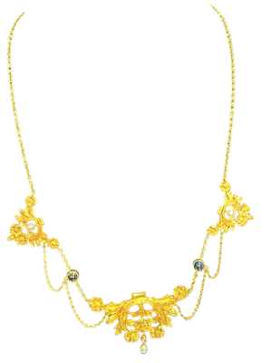 Lovely and sweet Art Nouveau French 18ct gold necklace at Deco&Vintage Ltd