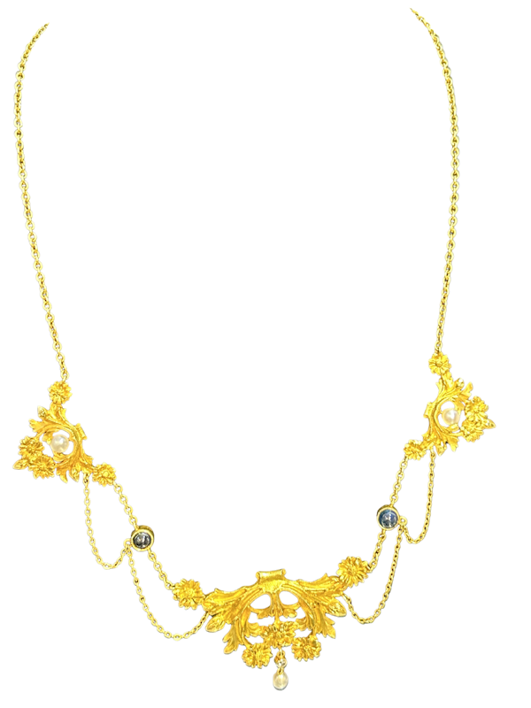 Lovely and sweet Art Nouveau French 18ct gold necklace at Deco&Vintage Ltd - image 1