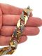 Cool heavy bi colour gold double flat curb gold bracelet SKU: 7019 DBGEMS - image 1