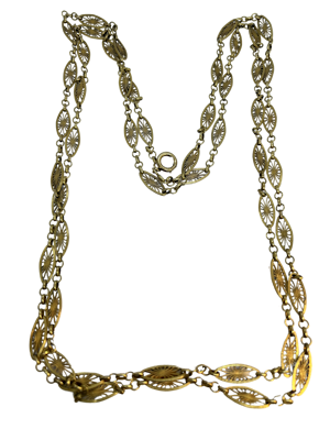 Lovely Art Nouveau French 18ct gold long chain at Deco&Vintage Ltd