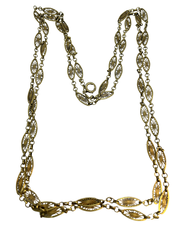 Lovely Art Nouveau French 18ct gold long chain at Deco&Vintage Ltd - image 1