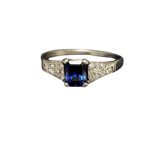 Sapphire Diamond Ring in Platinum date circa 1940, SHAPIRO & Co since1979 - image 1