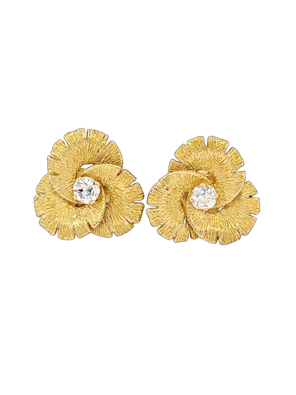Cool 1960's organic trefoil gold and diamond earrings SKU: 7070 DBGEMS - image 1