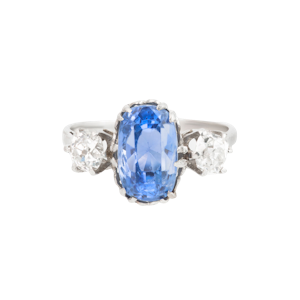 Early Art Deco Sri Lankan Sapphire & Diamond Ring | c.1920