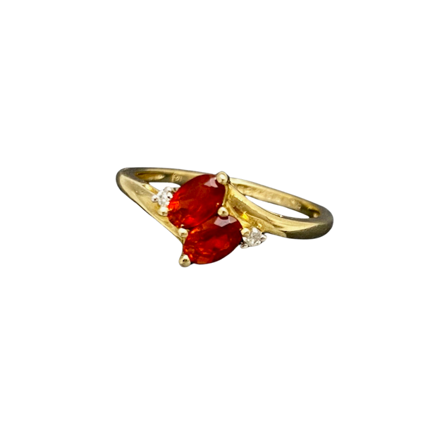 Fire Opal Diamond 9ct Gold Ring date circa 2010, Lilly's Attic since 2001 - image 1