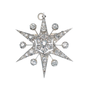 Vintage Diamond And Silver Upon Gold Star Brooch, Circa 1930, 3.00 Carats