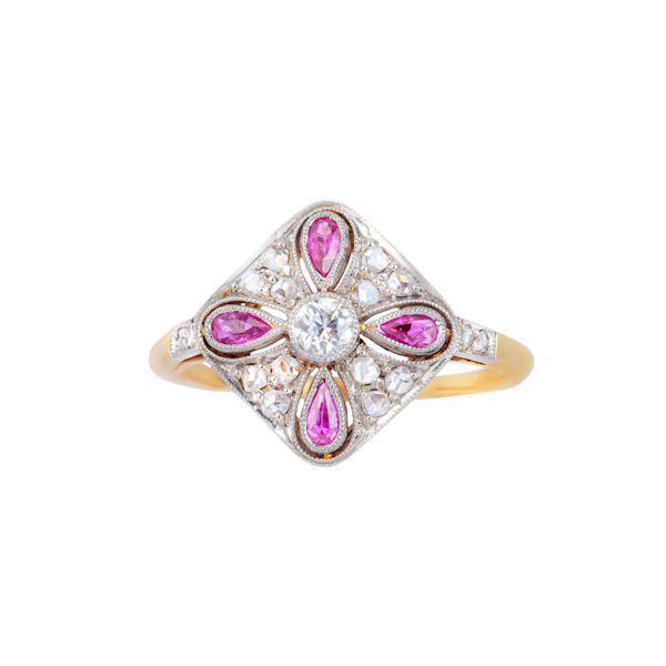 Art Deco Ruby Diamond Ring - image 1
