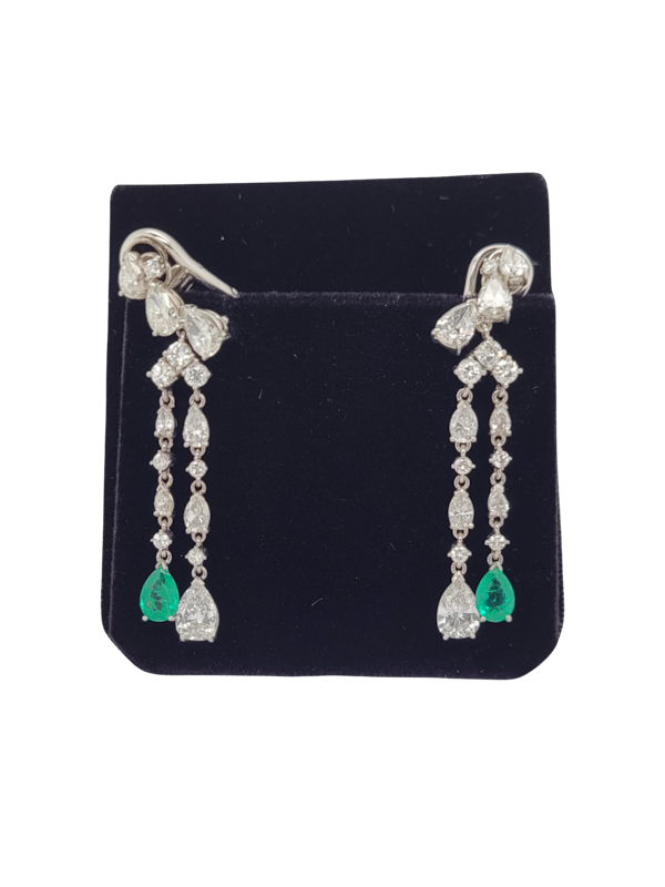 Vintage emerald and diamond pear shaped earrings SKU: 7102 DBGEMS - image 1