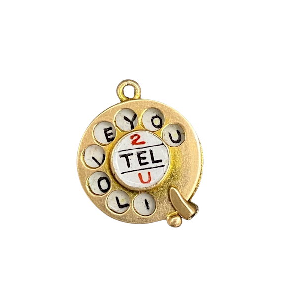 Charm in 9ct Gold telephone dial date vintage, Lilly's Attic since 2001 - image 1