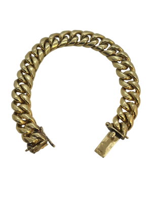 Lovely super heavy 18ct gold curb link bracelet at Deco&Vintage Ltd
