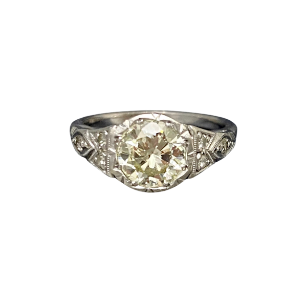Single Stone Old Cut Diamond Ring in Platinum date circa 1920, SHAPIRO & Co since1979 - image 1