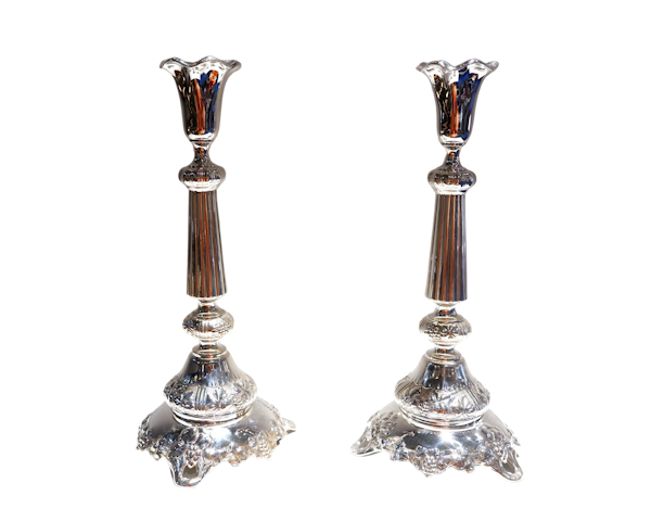 Antique Polish Silver Plated Candlesticks - image 1