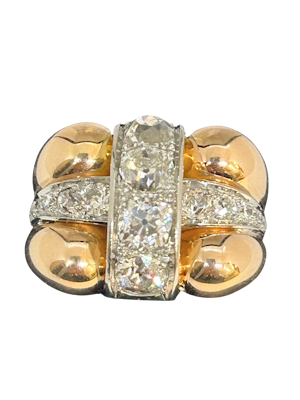 Chic and chunky 1940,s French diamond ring at Deco&Vintage Ltd