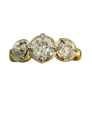 Lovely trilogy old mine cut diamond ring at Deco&Vintage Ltd