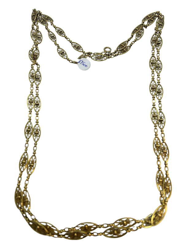 Lovely Art Nouveau French 18ct gold long chain at Deco&Vintage Ltd - image 1