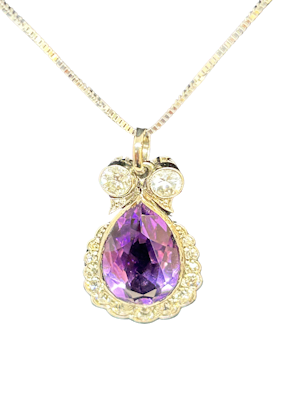 Lovely Art Deco Amathyst diamond pendant at Deco&Vintage Ltd