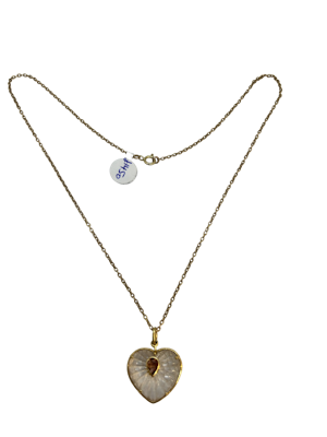 Lovely antique rock crystal and pink tourmaline heart pendant at Deco&Vintage Ltd