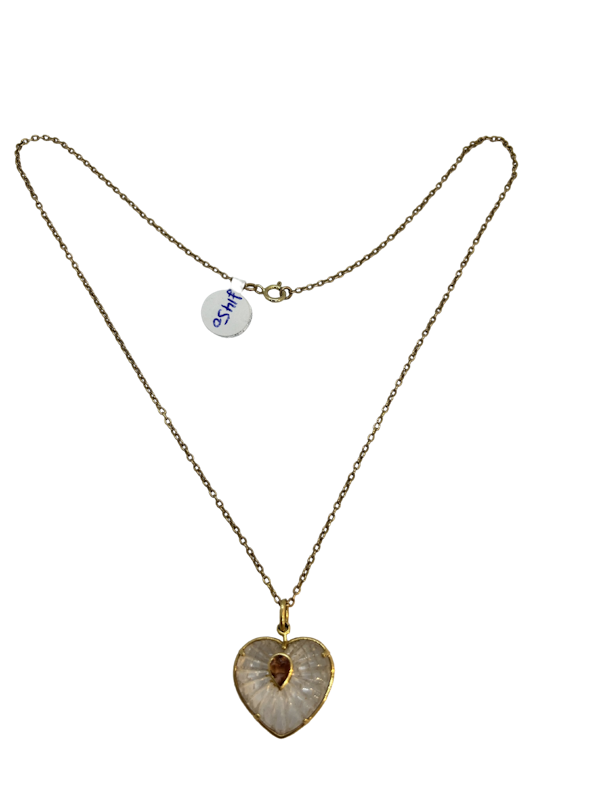 Lovely antique rock crystal and pink tourmaline heart pendant at Deco&Vintage Ltd - image 1