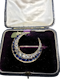 Victorian Diamond and Sapphire Crescent Brooch - image 1