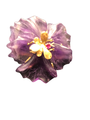 Carved Amethyst Brooch by Buchelatti