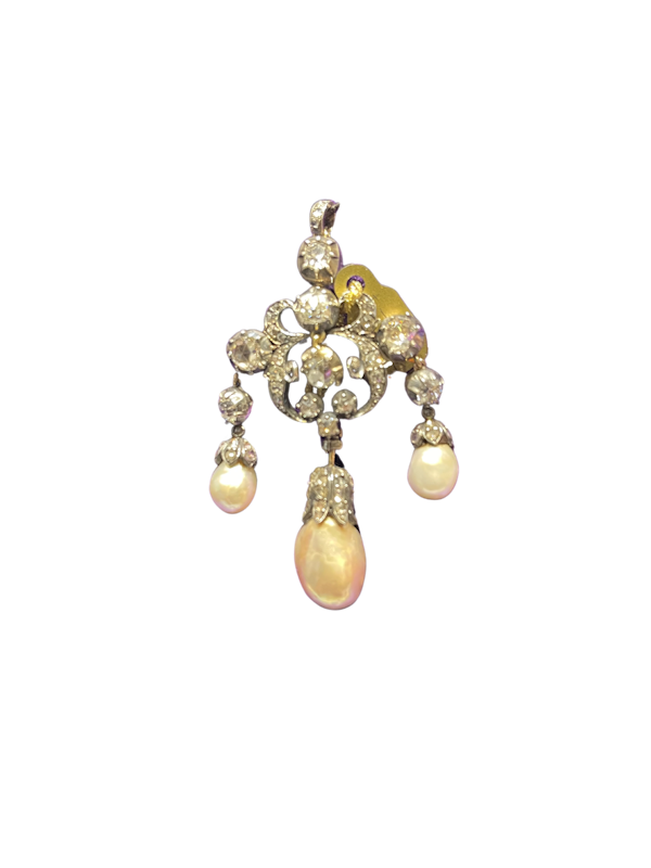 Natural Pearl and Diamond Pendant - image 1