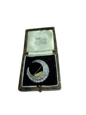 Victorian Diamond Crescent Brooch