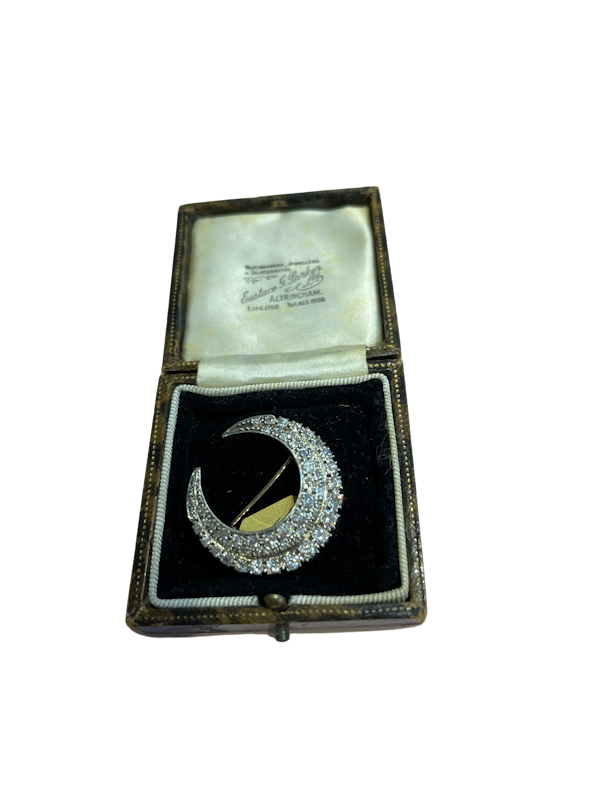 Victorian Diamond Crescent Brooch - image 1
