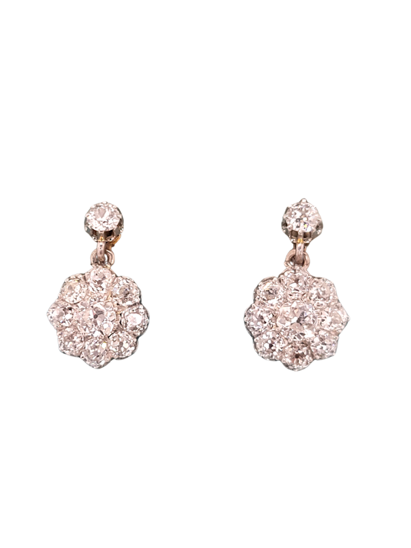 Antique old cut diamond cluster drop earrings SKU: 7193 DBGEMS - image 1