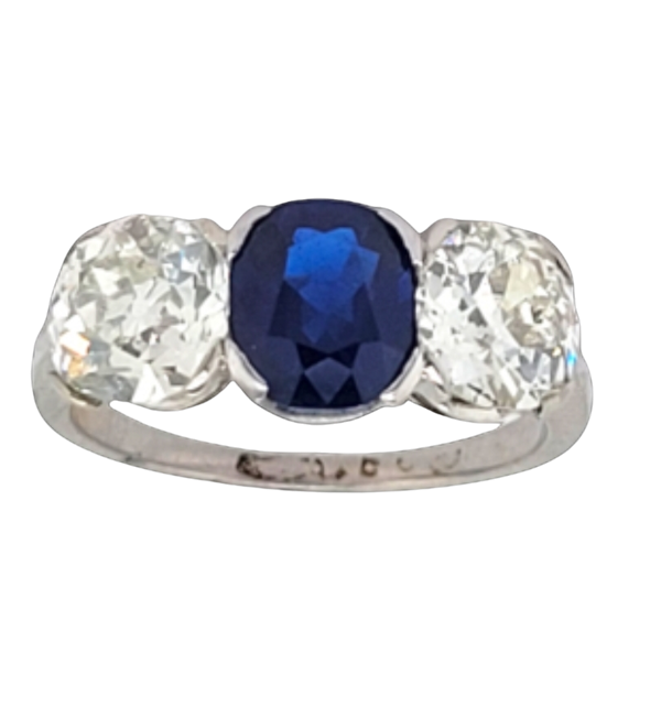 Gorgeous sapphire and diamond art deco diamond engagement ring SKU: 7195 DBGEMS - image 1