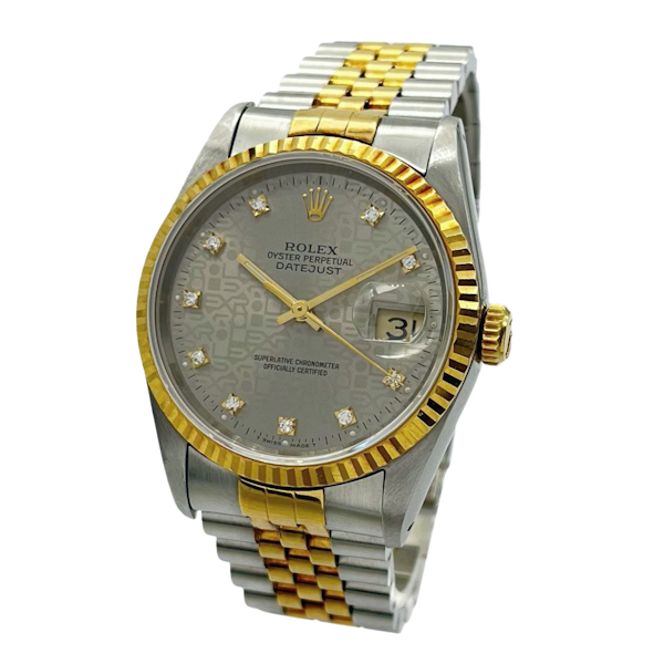 ROLEX DATEJUST 16233 FACTORY SILVER DIAMOND DIAL 16233 FULL SET 1993 - image 1