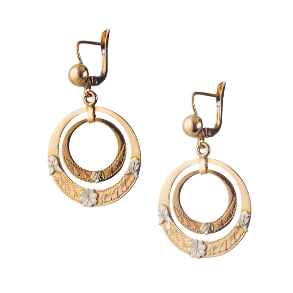A Pair of Eighteen Carat Gold Double Hoop Earrings - image 1
