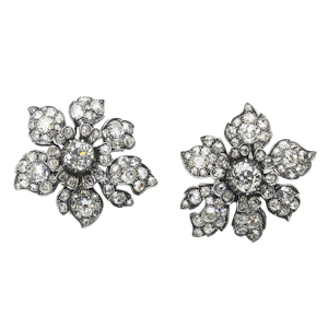 Antique Diamond Flower Earrings, Circa 1880