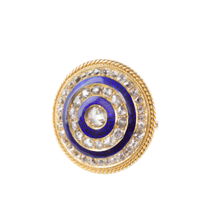 Georgian Brooch & Pendant in 18ct Gold with 2.5ct Old-Cut Diamonds & Cobalt Enamel | c.1825