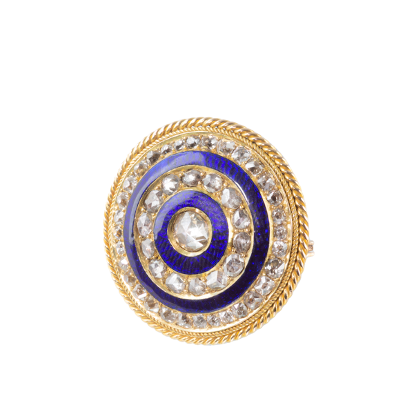 A Victorian Diamond Enamel Pendant / Brooch - image 1