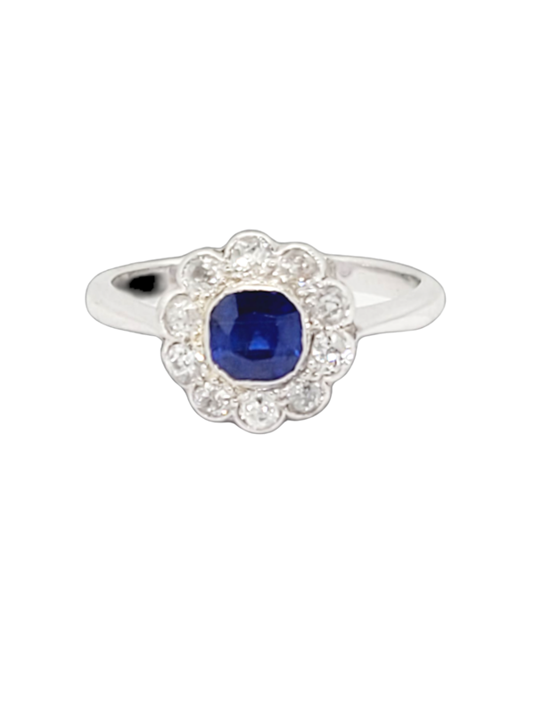 Antique sapphire and diamond daisy cluster ring SKU: 7223 DBGEMS - image 1