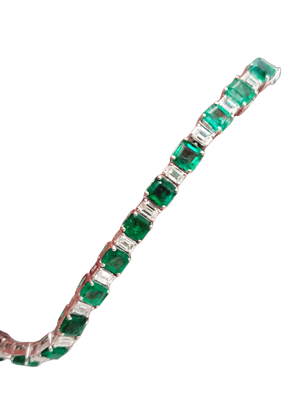 Emerald and diamond tennis bracelet SKU: 7228 DBGEMS - image 1