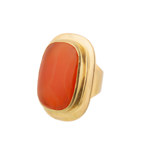 Swedish Carnelian Ring in Sculptural 18ct Gold | c.1950s
