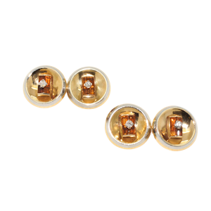Vintage French Citrine Diamond Gold and Platinum Cufflinks, Circa 1960